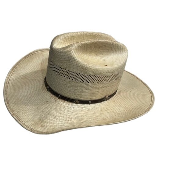 Men's Stetson Cream Cowboy Hat with Brown Band - Picture 1 of 9